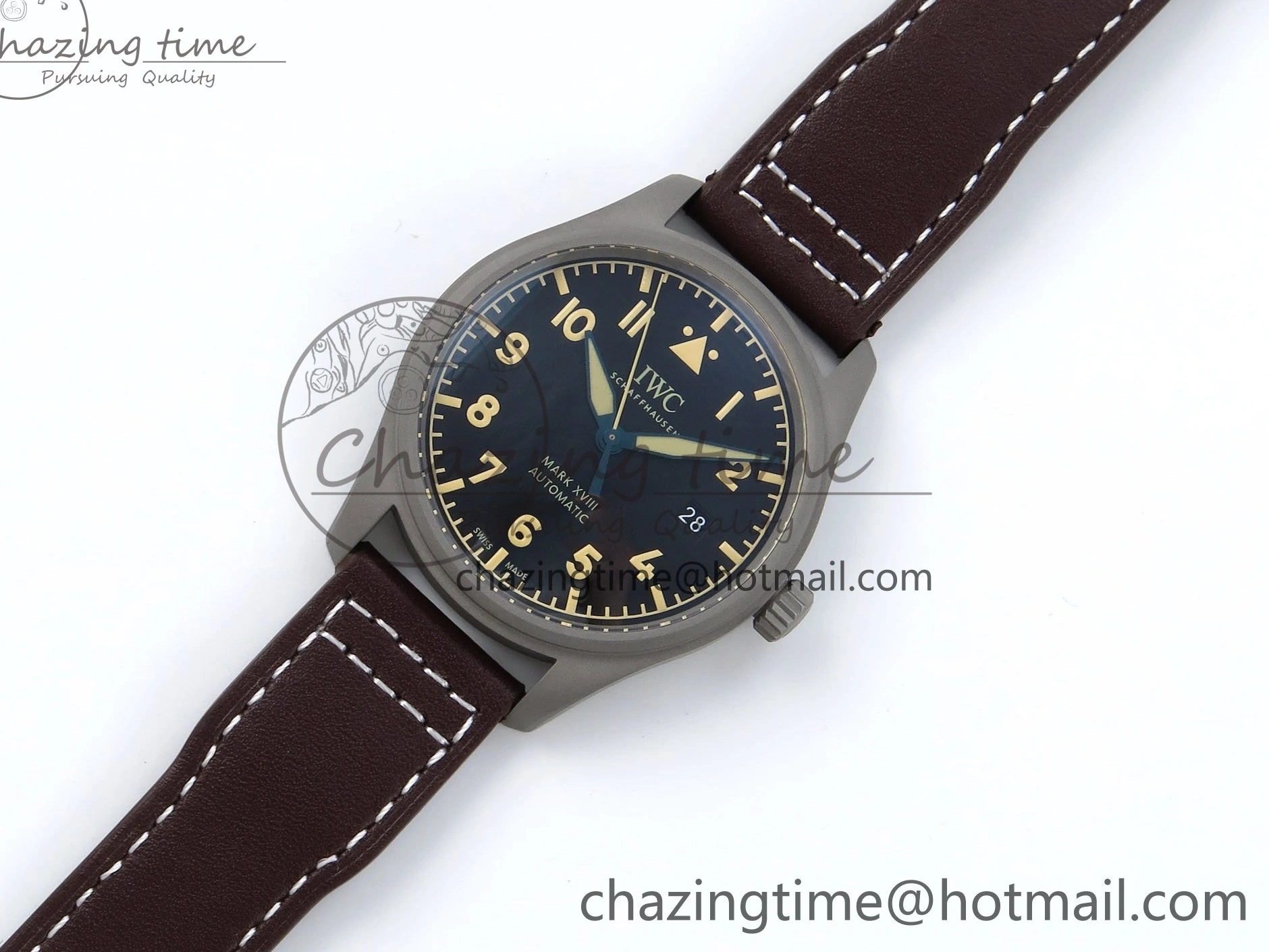 MIROTIME 1224 Pilot Mark XVIII Titanium BLSF 1:1 Best Edition Black Dial on Brown Leather Strap MIYOTA Popular 7020
